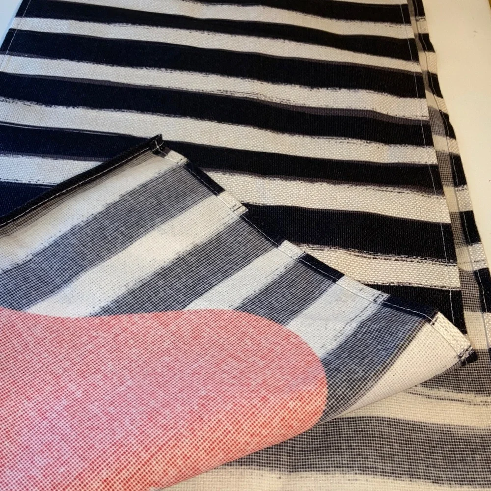 Table Runner RED HEARTS Black and White Stripes Valentines Farmhouse 108 x 13 in